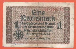 GERMANY - WEHRMACHT - 1 REICHSMARK - 1939/45 - WITH NAZI STAMP GESTAPO DANZIG 2
