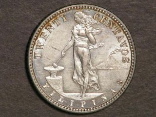 Philippines 1916s 20 Centavos Silver Au - Unc