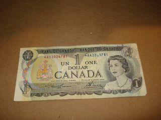 Asterisk - 1973 - $1 Canada Note - Canadian One Dollar Bill - Aa2324781