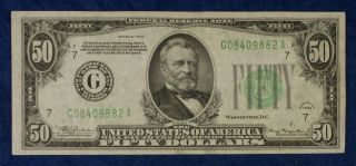 1934 $50 Chicago G Federal Reserve Currency Banknote