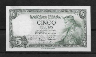 L1802 Spain 5 Pesetas Banco De España 1954