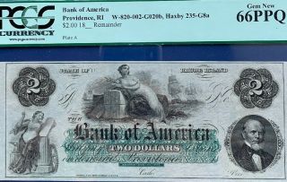 1860s Rhode Island—providence Bank Of America $2 Gem U 66 Ppq