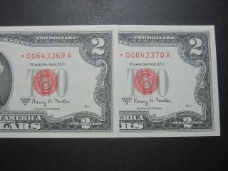 1963A $2 Star Note Red Seal UNC CONSECUTIVE Legal Tender Star Notes 69 - 70 2