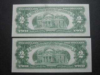 1963A $2 Star Note Red Seal UNC CONSECUTIVE Legal Tender Star Notes 69 - 70 4