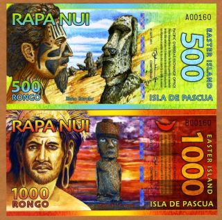 Set Easter Island,  500;1000 Rongo,  2012 - 2014,  Polymer,  Unc