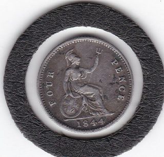 1844 Queen Victoria Four Pence (groat) Coin (92.  5 Silver)