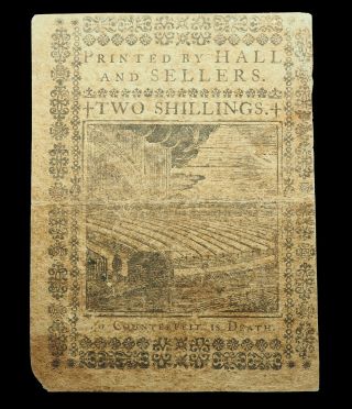 Pennsylvania October,  1773.  2 Shillings,  Serial 1477.  PA - 164. 2
