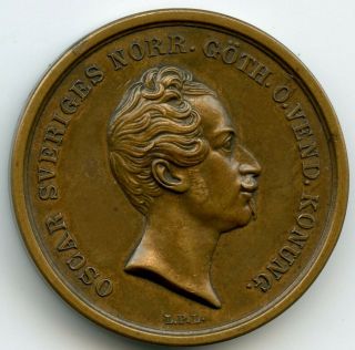 Sweden 1830 Bronze Prize Medal Of Swedish Hunters Union King Oscar 34mm