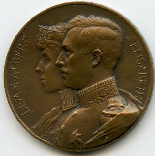 Belgium Bronze Medal By Devreese King Albert & Queen Elisabeth 35mm