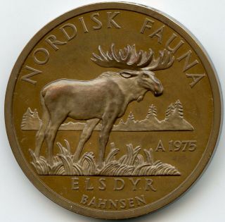 Scandinavia 1975 Bronze Medal Animal Of Nordic Fauna Moose 54gr 45mm