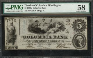 $5.  00 Columbia Bank (dc) Note – Pmg Choice About Unc 58