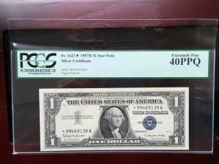 $1 1957 Star Note Silver Certificate Pcgs 40ppq Extremely Fine