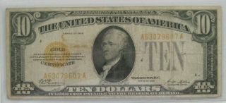 1928 $10 Gold Certificate Fr 2400 5 Day 7