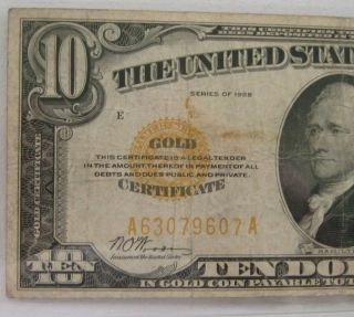 1928 $10 Gold Certificate Fr 2400 5 Day 8