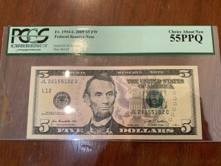 Pcgs 55 Ppq 2009 $5 Federal Reserve Note Choice About Radar Serial Number