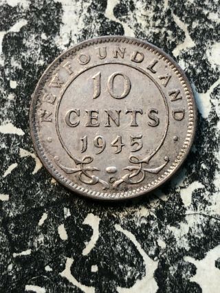 1945 - C Newfoundland 10 Cent (5 Available) Silver (1 Coin Only)