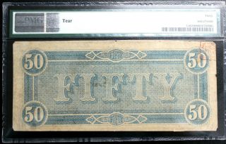T - 66 $50 1864 CONFEDERATE CURRENCY CSA PMG 30 VERY FINE PF - 5 2