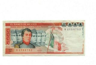 Bank Of Mexico 5000 Pesos 1983 Vf