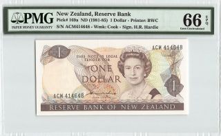 Zealand Nd (1981 - 85) P - 169a Pmg Gem Unc 66 Epq 1 Dollar