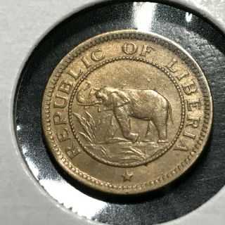 1937 Liberia Elephant 1/2 Cent Brilliant Uncirculated Brass Coin