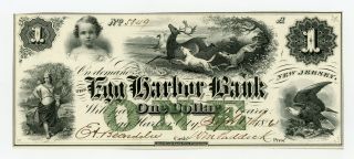 1861 $1 The Egg Harbor Bank - Egg Harbor City,  Jersey Note Civil War Era Cu