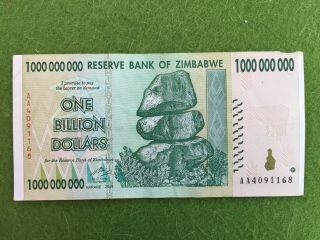 1 Billion Dollars One Bank Note Reserve Bank Of Zimbabwe - 100 Authentic & Real