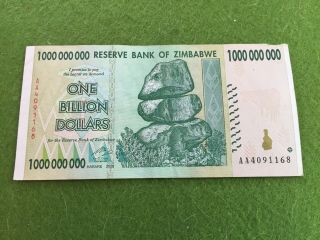 1 BILLION DOLLARS ONE BANK NOTE RESERVE BANK of ZIMBABWE - 100 Authentic & Real 3