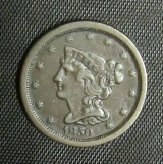 1850 Braided Hair Half Cent Xf Low Mintage