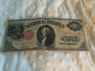 Series Of 1917 $1 One Dollar Large United States Note Red Seal Us Note Bill