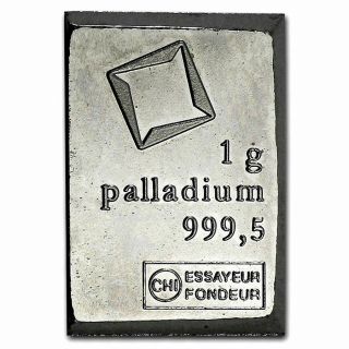 1 Gram Palladium Metal Valcambi Bar Combibar 999.  5 Pure Bullion