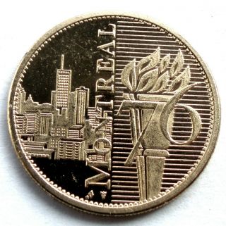 Montreal 1976 Xxi Juegos Olimpicos Medal Gold Plated 25mm H6.  3