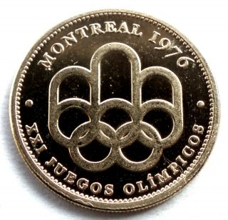 MONTREAL 1976 XXI JUEGOS OLIMPICOS Medal Gold Plated 25mm H6.  3 2
