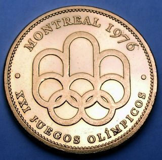 MONTREAL 1976 XXI JUEGOS OLIMPICOS Medal Gold Plated 25mm H6.  3 4