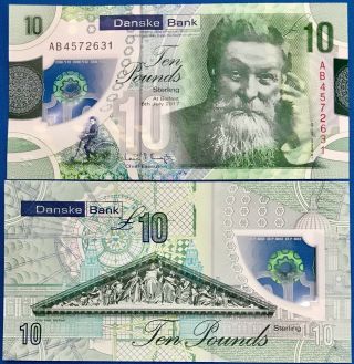 Northern Ireland 10 Pound Danske Bank 2017 2019 P Polymer Unc