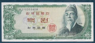 Korea 100 Won,  1965,  Xf,