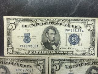 5 1934 UNITED STATES $5 DOLLAR SILVER CERTIFICATES BLUE SEAL BILLS 2