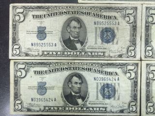 5 1934 UNITED STATES $5 DOLLAR SILVER CERTIFICATES BLUE SEAL BILLS 4