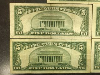 5 1934 UNITED STATES $5 DOLLAR SILVER CERTIFICATES BLUE SEAL BILLS 6