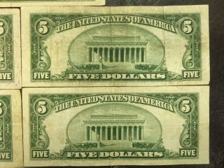 5 1934 UNITED STATES $5 DOLLAR SILVER CERTIFICATES BLUE SEAL BILLS 7