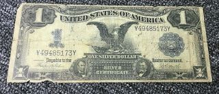 1899 $1 Silver Certificate Black Eagle Teehee & Burke Signatures Y49485173y A