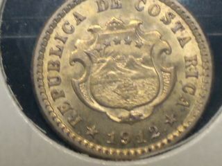 1912 Costa Rica 5 Centimos Km 145 Silver Coin