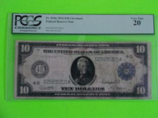 Fr.  918 $10 1914 Federal Reserve Note Cleveland Very Fine 20