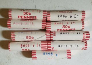 2009 Lincoln Bicentennial Roll Set All 8 Wrapped Rolls P & D
