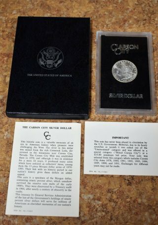 1884 - Cc Carson City 90 Silver Morgan Dollar Gsa W/ & Box Bin