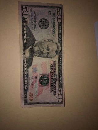 2013 $50 Fifty Dollar Bill Federal Reserve Star Note Low Serial Number