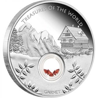 Australia 2013 Treasures Of The World Europe 1oz Silver Proof Locket Coin Garnet