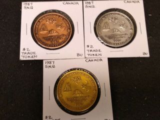 1987 Canada Quebec Numismatic Society $2 Token Set,  3 X Token (s)