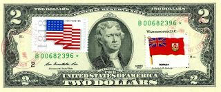 $2 Dollars 2013 Stamp Cancel Flag Of Un From Bermuda Value $347.  50