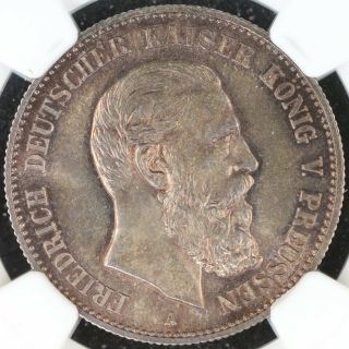 2 Mark 1888 - A Ngc Ms63 German Empire Prussa Choice Unc Great Tone Undergraded