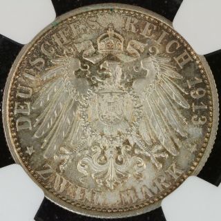 2 Mark 1913 - A NGC MS65,  German Empire Prussia 25 Years Gem BU UNC Great Luster 2